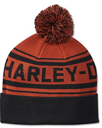 Harley-Davidson Combustion Pom Beanie Vintage Orange Bommelmütze