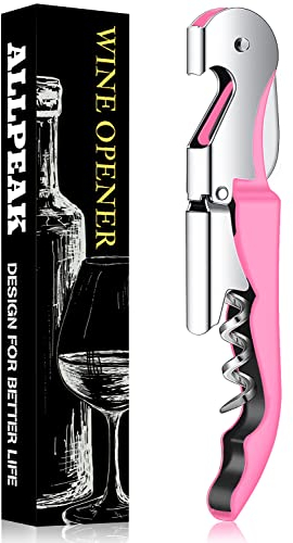 Allpeak Tire Bouchon Decapsuleur Ouvre Bouteille - 1PC Multifonction Limonadier Professionnel Tire Bouchon Sommelier Décapsuleur, 3 en 1 Limonadier Tire-Bouchons Wine Opener - Rose