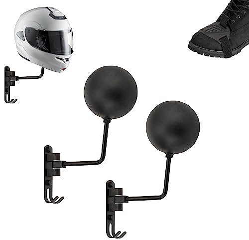 Tamstone Motorbike Helmet Holder - 2 Pack - Helmet Display Rack - Wall Mount Helmet Stand - Motorcycle Gear Hanger with 180º Rotation - Includes Boot Protector