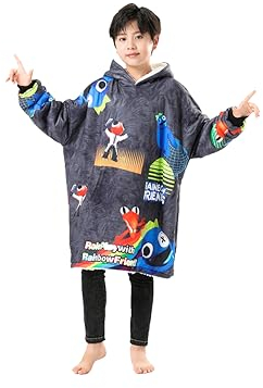 Rainbow Friends Hoodie for Boys Oversized Hoodie Sweatshirt Fashion Big Blanket Onesize Warm Comfortable Hooded Robe (Onesize, Colorful)