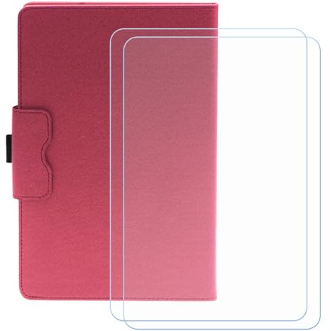LCEHTOGYE Funda para Acer Iconia Tab P10 (10,4) Case, PU Carcasa Caso + Cristal Templado Film Vidrio Protector de Pantalla - XHY - Rojo