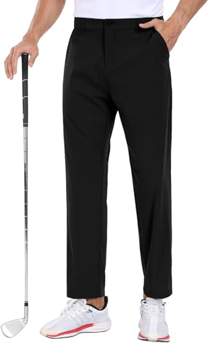 COOFANDY Herren-Golfhose, Stretch, leger, schmale Passform, leichte Sweathose mit Tasche, Schwarz, XXL