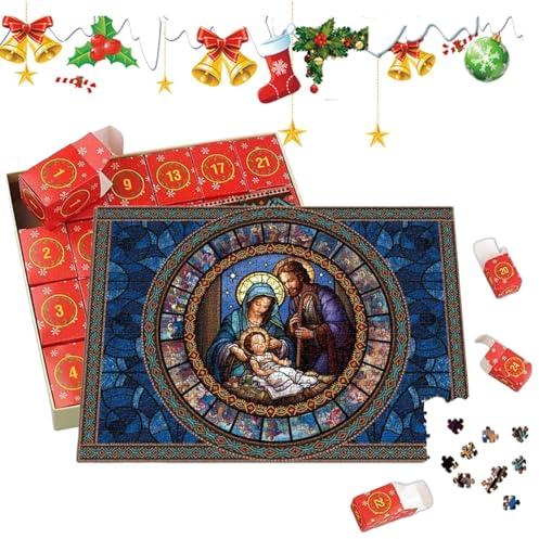 Weihnachtskalender Adventskalender 2023 | Krippen-Puzzle 1000 Teile | Adventskalender Puzzle Krippe 24-Tage-Adventskrippenpuzzle | Countdown Weihnachts-Adventskalender Für Kinder Und Erwachsene