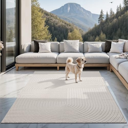 the carpet Santo Plus moderner Teppich - hochwertiger Wohnzimmer Schlafzimmer Teppich Creme - Boho Teppich in 80 x 250 cm aus Polypropylen