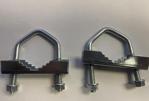 2x Heavy Duty Jaw V-Bolts 90mm Aerial Pole Mast- Steel Construction For Outdoor Use U-Bolt Clamp, Satellite Sa, Pipe, Bracket, Fixing, Mount, Wall, Roof