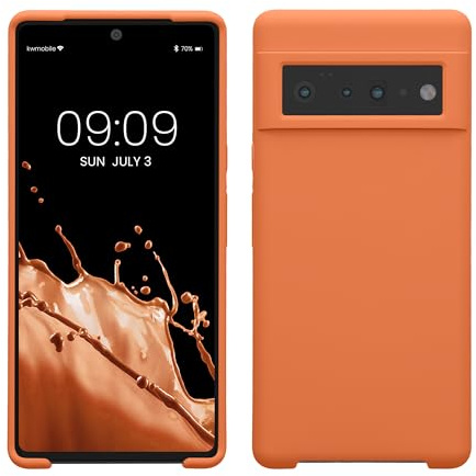 kwmobile Handyhülle für Google Pixel 6 Pro Hülle - Case Silikon - Kabelloses Laden - Schutzhülle Cover in Warme Aprikose