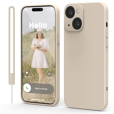 Andwing für iPhone 15 Hülle [Rot] – Premium Silikon-Hülle mit Rundumschutz, Kratzfester Mikrofaser-Innenfutter & Kameralensenschutz-Khaki