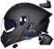 DIRERTYS Motorradhelm mit Bluetooth, Doppelvisier Modularer Helm ECE/DOT Zertifiziert, Integralhelm mit Mikrofon für Erwachsene (21.6-24.4in), Schwarz