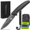 Wolfgangs NIGRUM Zweihandmesser Klappmesser aus feinstem D2 Stahl - Legales Taschenmesser Klappmesser - Rebustes Outdoor Messer Survival - Klappmesser Outdoor inkl. Kydex Holster