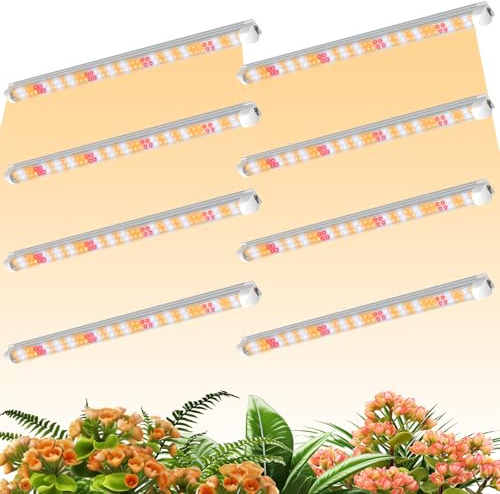 Niello 8PACK T8 Pflanzenlampe LED, Vollspektrum Grow Lampe für Zimmerpflanzen, 60cm 144W 660nm/3000K/6500K Pflanzenlicht Daisy Chain Design for Aussaat, Grow Shelves