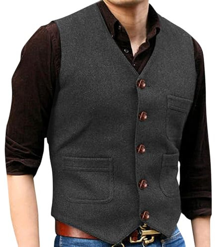 Darringls Trachtenweste Herren Ärmellose Weste Hochzeit Herrenweste Wolle Anzugweste Freizeit Trachtensakko Atmungsaktiv Trachtengilet Oktoberfest Weste Herringbone Jagd Westen