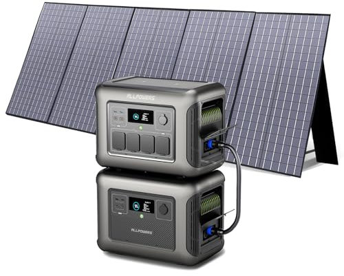 ALLPOWERS Tragbare Powerstation R1500 mit Zusatzakku B1000 mit SP037 400W Solarpanel, Kapazität von 1152Wh auf 2304Wh LiFePO4 Batterie, 1800W Ausgang Solargenerator für Notfälle, Camping, Wohnmobil