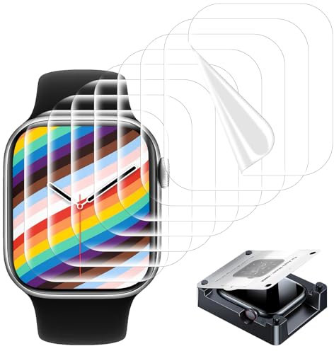 Saumoker Confezione da 8 pellicole protettive per Apple Watch 10 Pellicola da 42 mm, TPU flessibile, per iwatch Proteggi schermo e localizzatore da 42 mm, copertura totale, antipolvere