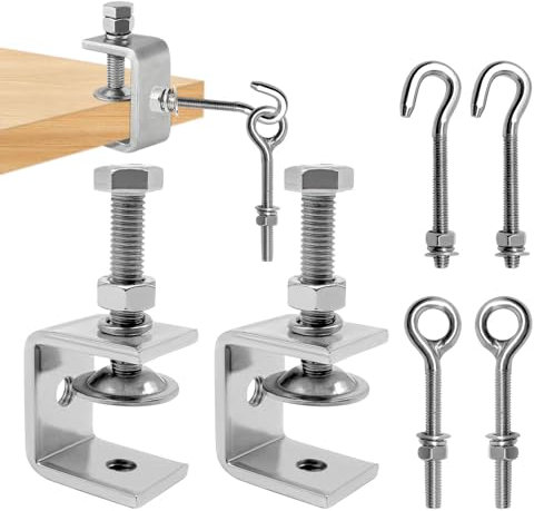 6Stück Edelstahl C klemme 30mm, C Klemme Kieferöffnungen 0-25mm mit Edelstahl Haken und Ringschrauben für Holzarbeiten, Tischlerei und Schweißen