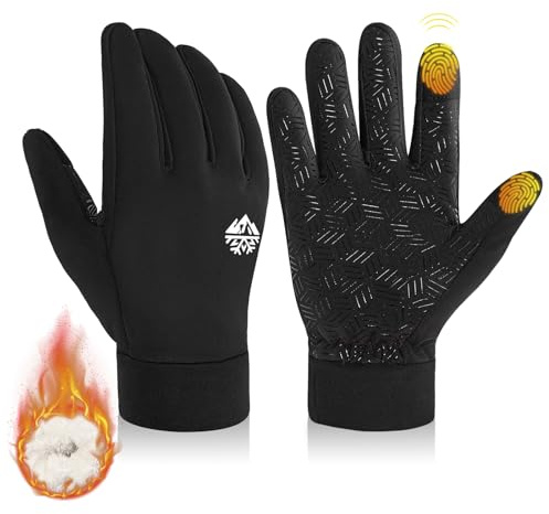 Winter Fahrradhandschuhe Kinder Handschuhe Kinder Wasserdicht, Touchscreen Fleece Handschuhe Kinder für Jungen Mädchen 3-15 Jahre, Anti-Rutsch Softshell Laufen Sporthandschuhe Fingerhandschuhe