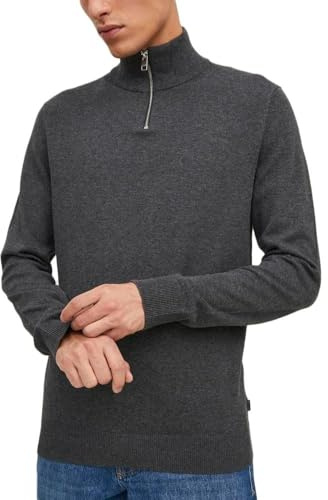 JACK & JONES Male Strickjacke mit Viertelreißverschluss Einfarbig Strickjacke mit Viertelreißverschluss