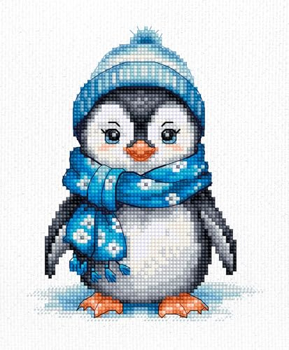 Kreuzstich Stickpackung Pinguin, Zählmuster, 11x13cm