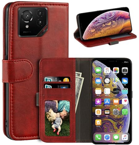 OAGELIM Custodia compatibile con Asus ROG Phone 9 Pro, custodia magnetica a portafoglio in pelle PU stile business, alla moda con slot per carte di credito e cavalletto per Asus ROG Phone 9 Pro 6.8,