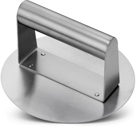 Whaleme Presse à hamburger ronde en acier inoxydable de 15,7 cm – Broyeur à hamburger professionnel anti-adhésif pour gril Blackstone/Flat Top Grill, parfait pour les hamburgers, bacon, saucisses |