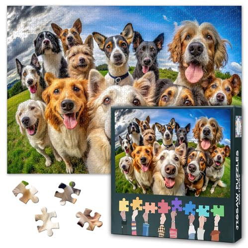 Diverse Collection of Dog Breeds Puzzles for Adults 1000 Pieces - Animals Jigsaw Puzzle 1000 Pieces for Adults, Artwork Dogs Jigsaw Puzzles with Letters on Back (27.5x19.7)