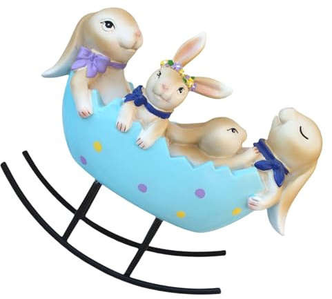 WZBHCZLJ Cottage Styles Osters Dekoration Featurings Laughing Bunnies Rocken In Eiern Cradles Für Saisonaler Charme