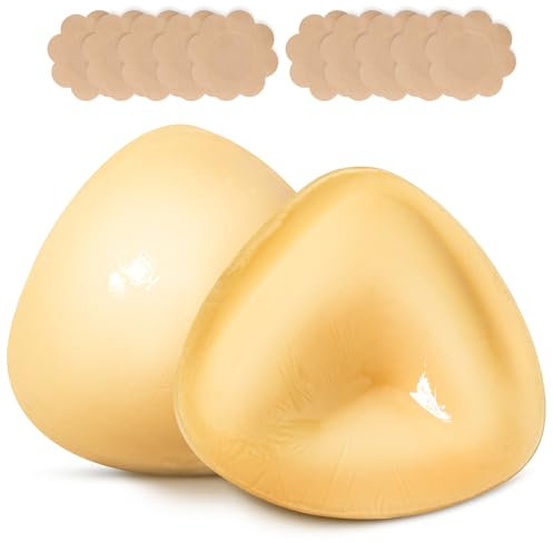 COODAM Push Up Sticky Bra Inserts - Double Sided Sticky Bras Boobspush Up Pads, Reusable Women's Adhesive Silicone Stick on Bra Pads Inserts for Swimsuit Sport Bras (UK, Cup & Band, B, Beige)