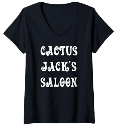 Donna Cactus Jack's Saloon Old West Maglietta con Collo a V