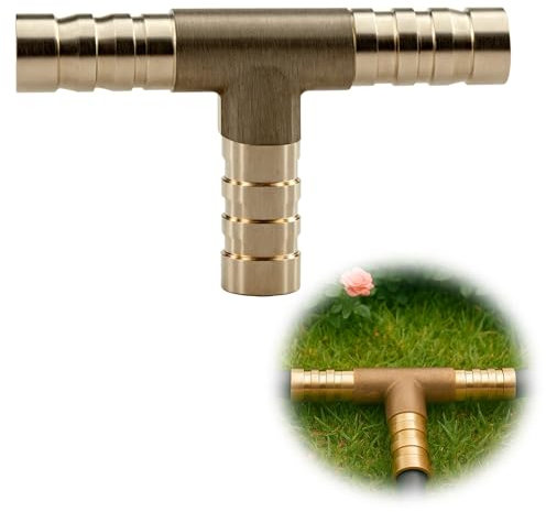 tiyiyok Raccord en Laiton en T, 19mm Raccord Tuyau Arrosage, Répartiteur en T, Connecteur à 3 Voies, pour Tuyau et Raccords, Compatible Air, Eau, Huile, Carburant