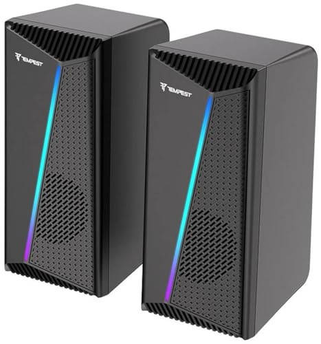 Tempest M30 Plus Altavoces Gaming, RGB, Altavoces Estéreo PC, Conexión Bluetooth y Jack 3.5mm, USB 5V, Altavoces Negros