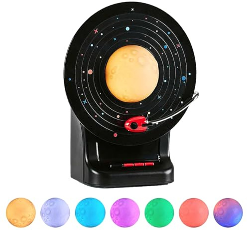 Jooehyer Night Light Bluetooth Speaker Moon Lamp Retro Colorful Ambient Moonlight Soundbar Wireless Stereo Music Player A