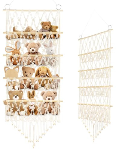 Flintronic 4-Layer Plush Toy Storage, Stuffed Toy Storage Hammock, Washable Large Capacity Toy Storage Net, Safe Stable Nursery Hanging Organizer for Kids Children Bedroom Bathroom