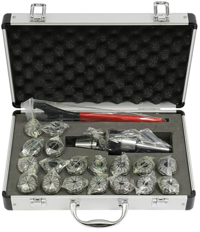 Set mit 19 Klemmzangen, Set mit Spannzangen für Bohrfutter, mit Transporttasche ER32 und Schaft MT2 ER32 2-20 mm, Präzision 0,015 mm, aus legiertem Stahl, für CNC-Fräsmaschine, Bohrung, Bohrung