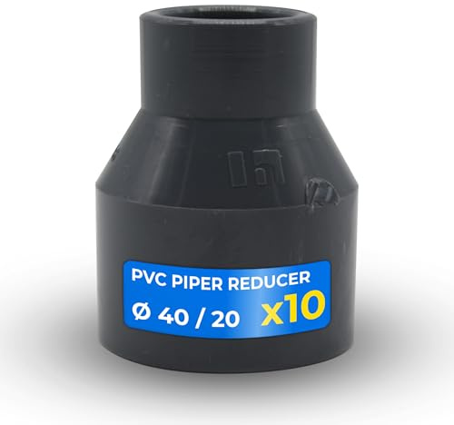DOJA Barcelona Raccord Réducteur PVC - Ø 40mm x 20mm - Pack 10 - Installation Facile - Manchon de Réduction avec Mesures Précises - Réducteur de Tuyau en PVC pour une Applications Multiples