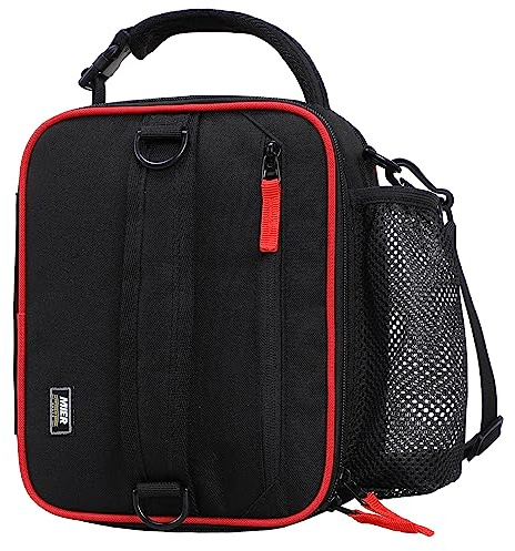 MIER Lonchera pequeña expandible, para mujeres y hombres, lonchera aislada para el trabajo, la escuela, picnic, 6-9 L (negro/rojo)