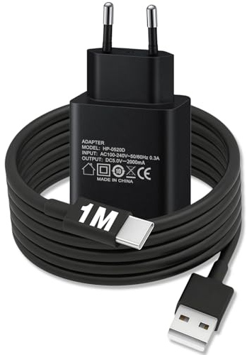 USB C Kabel mit Stecker USB A auf USB C Ladekabel 1M Schwarz 5v 2a Netzteil USB Plug 10W Ladegerät Kompatibel Motorola Edge Razr;XIAOMI 17 Redmi Poco; HUAWEI Mate Pura Nova Handy Typ-C Kabel Charger