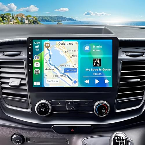 PLKEQS K1 PRO,Autoradio Android 15 1 DIN da 10 Pollici per F-ORD Transit Custom 2018-2023, Lettore Video Radio con Schermo Touch 2K, CarPlay, Navigazione GPS, Bluetooth, WiFi, SWC