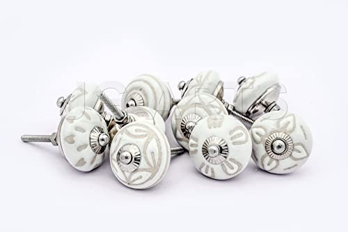 JGARTS 20 Knobs White Hand Painted Ceramic Knobs Cabinet Drawer Pull