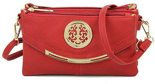 Craze London SALE NEW Womens Small Clutch Bags with Wristlet and Long Adjustable Strap,Adjustable strap With Purse or small Shoulder bag (Red)