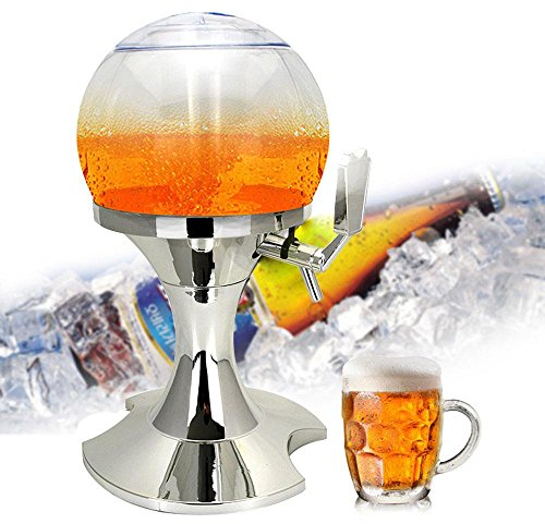 AOLVO Bierturm-Spender, 3,5 l, kühlender Bierspender, BPA-frei, Fußballform, mit Fach für die Eiswürfelform für Getränke, Wein und frische Eiskönigin Giraffe, Tisch für die Party
