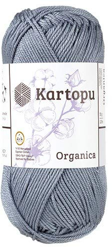 Kartopu Organica 50gr Knaul- Baumwollgarn, – Häkelgarn aus feinster ägyptische Baumwolle (Grundpreis 4,90 für 100gr) (920 silbergrau)