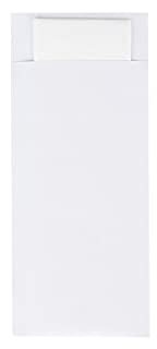 Bestecktasche | 85 x 200 mm | mit 2-lagiger Tissue-Serviette in Weiß | Besteckhülle | Besteckbeutel in verschiedenen Farben | (Weiß, 500)