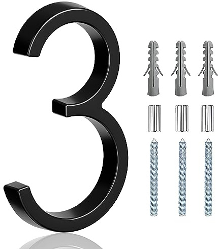 5 Floating Stainless Steel Address House Number, Modern Metal Anti-Rust House Numbers with Nail Kits for Door Garden Mailbox Decor Visibility Signage (3)