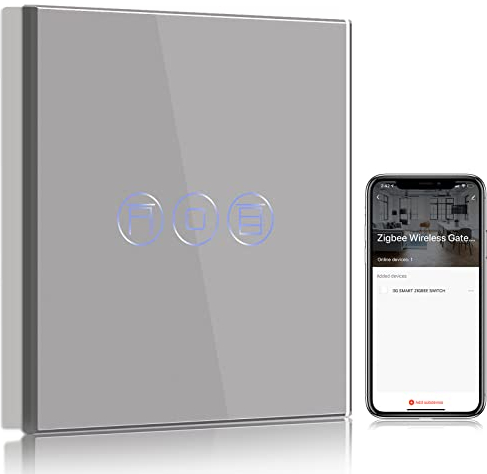 BSEED Zigbee Interrupteur Volet Roulant connecté Gris,Compatible avec Amazon Alexa/Google Home,WiFi Interrupteur Volet Roulant Avec Contrôle à Distance et Fonction de Temps(NÉCESSITE TUYA HUB)