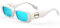 ATTCL Polarisierte Damen Sonnenbrille mit rechteckigem Rahmen trendige klobige Sonnenbrille mit UV-Schutz 5088 C3 White+blue