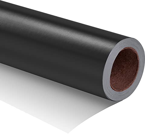RUSPEPA Schwarzes Metallic-Geschenkpapier – Einfarbiges, Mattes Papier, Perfekt Für Hochzeit, Geburtstag, Weihnachten, Babyparty – 44 cm X 10 m
