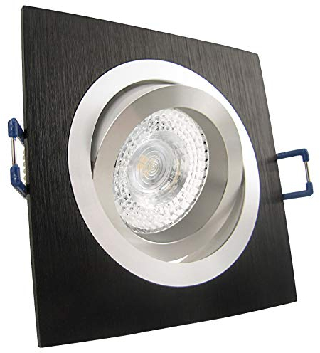 trendlights24 Noble Decken Einbaustrahler Schwarz eckig - 5er Set ultra flach 35 mm 230V LED 5W Neutralweiß 4000k 50° - Einbauleuchte schwenkbar