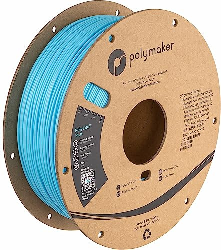 Polymaker PLA Filament 1.75mm Aqua Blue - 1kg High Rigidity PolyLite 3D Printer Filament, Compatible With Most 3D Printers
