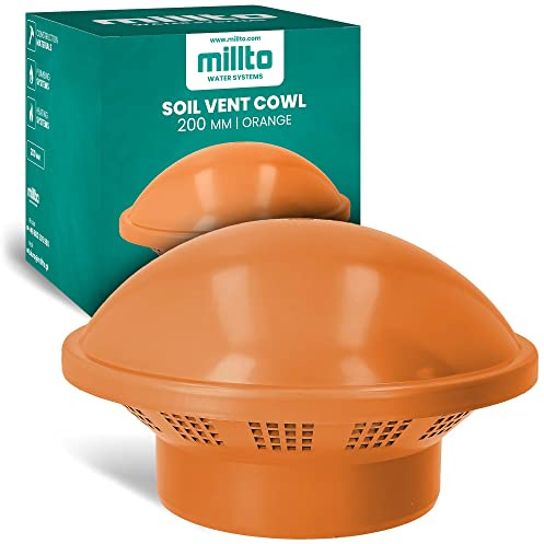 Millto™ Dachentlüftungskappe Abflussrohranschluss Abwasserentlüftungsendkappe Schornsteinrohr Regenschutz 200 mm Orange Steckbuchsenstecker
