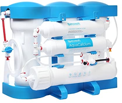 Ecosoft P'URE AquaCalcium Umkehrosmose für den Haushalt, filtert 99,8 Prozent der Wasserverunreinigungen, mineralisiert Trinkwasser mit Kalzium, mit Wassertank