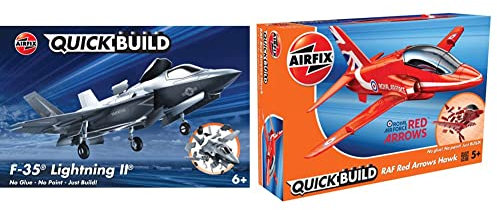 Airfix J6040 QUICKBUILD F-35B Lightning II, 25.4 x 15.24 x 7.62 cm & J6018 Quick Build Arrows Model Kit, Red